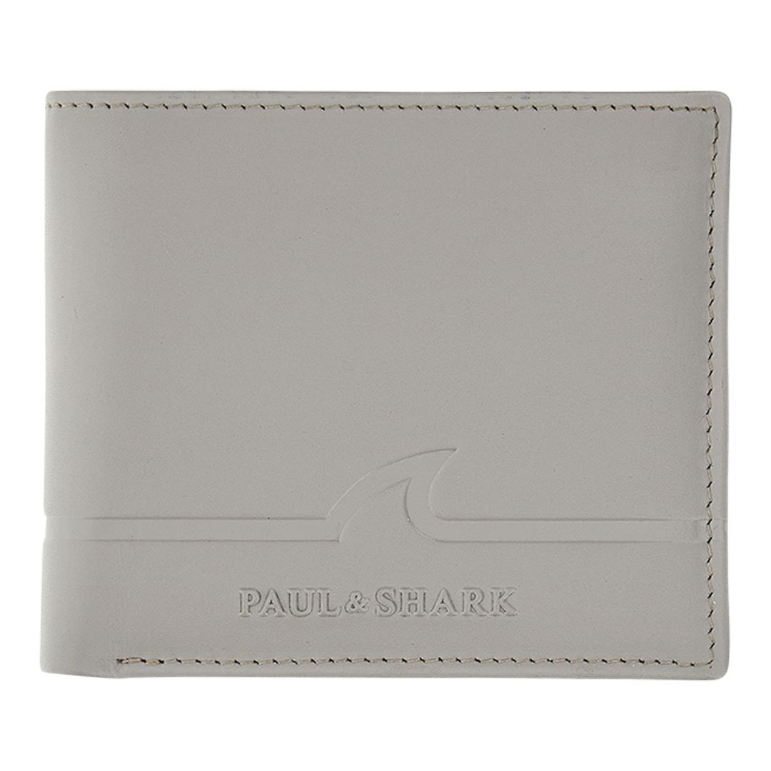 Fin-embossed leather billfold wallet, Man, Beige