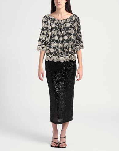 Woman Top Black Size L Cotton, Polyester