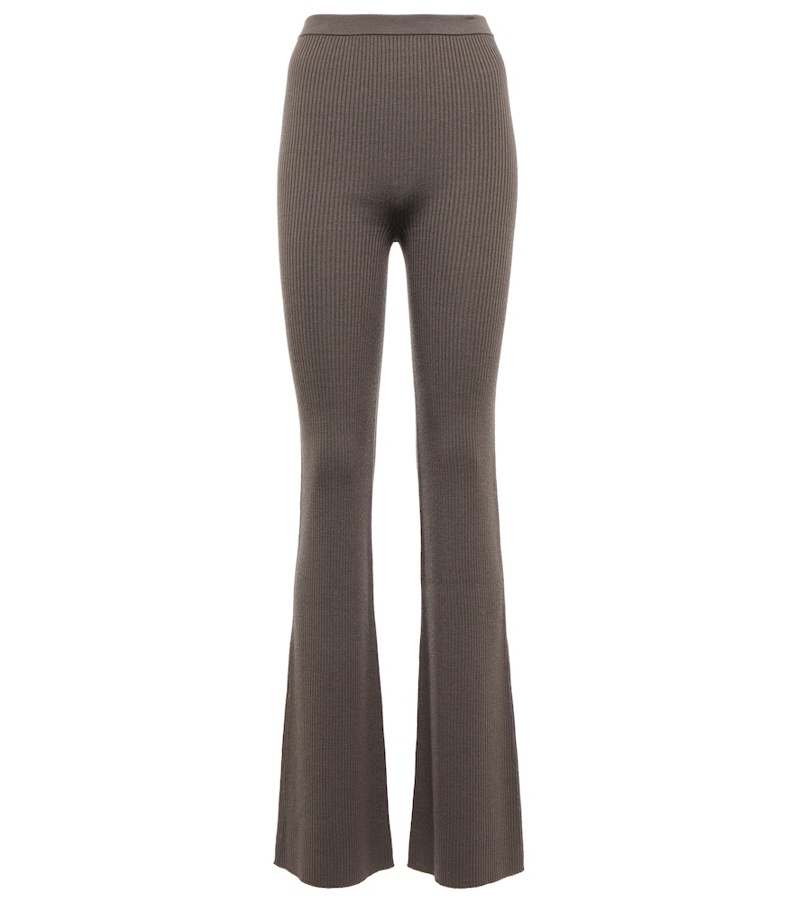 Rib-knit wool-blend pants