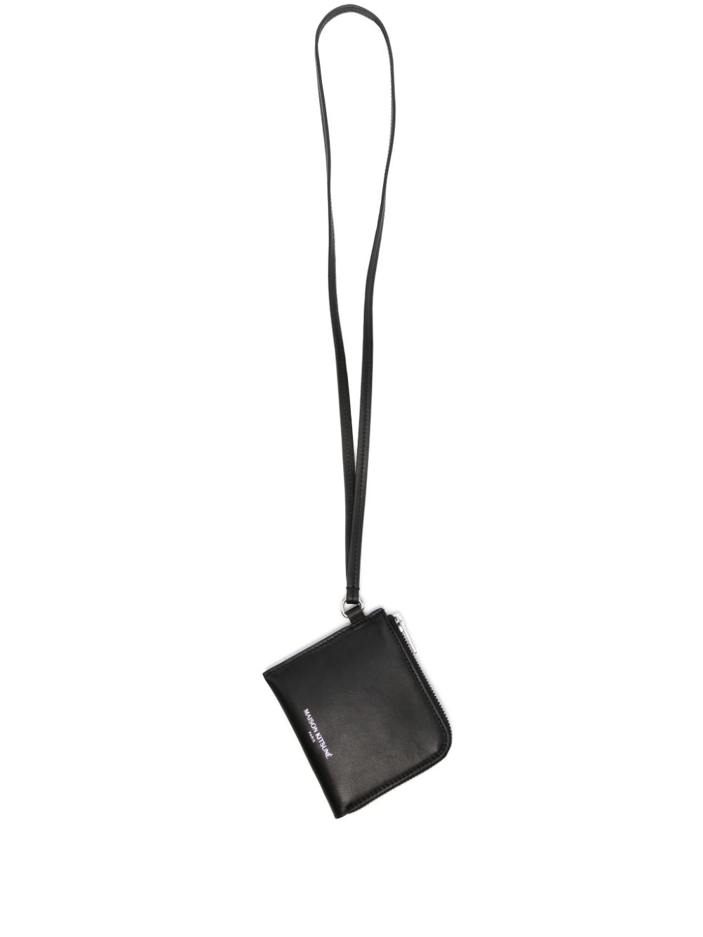Logo-print leather wallet - Black