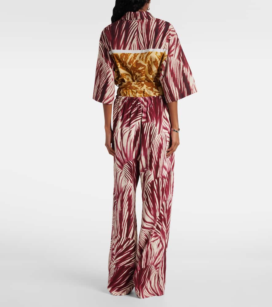 Printed crêpe wide-leg pants