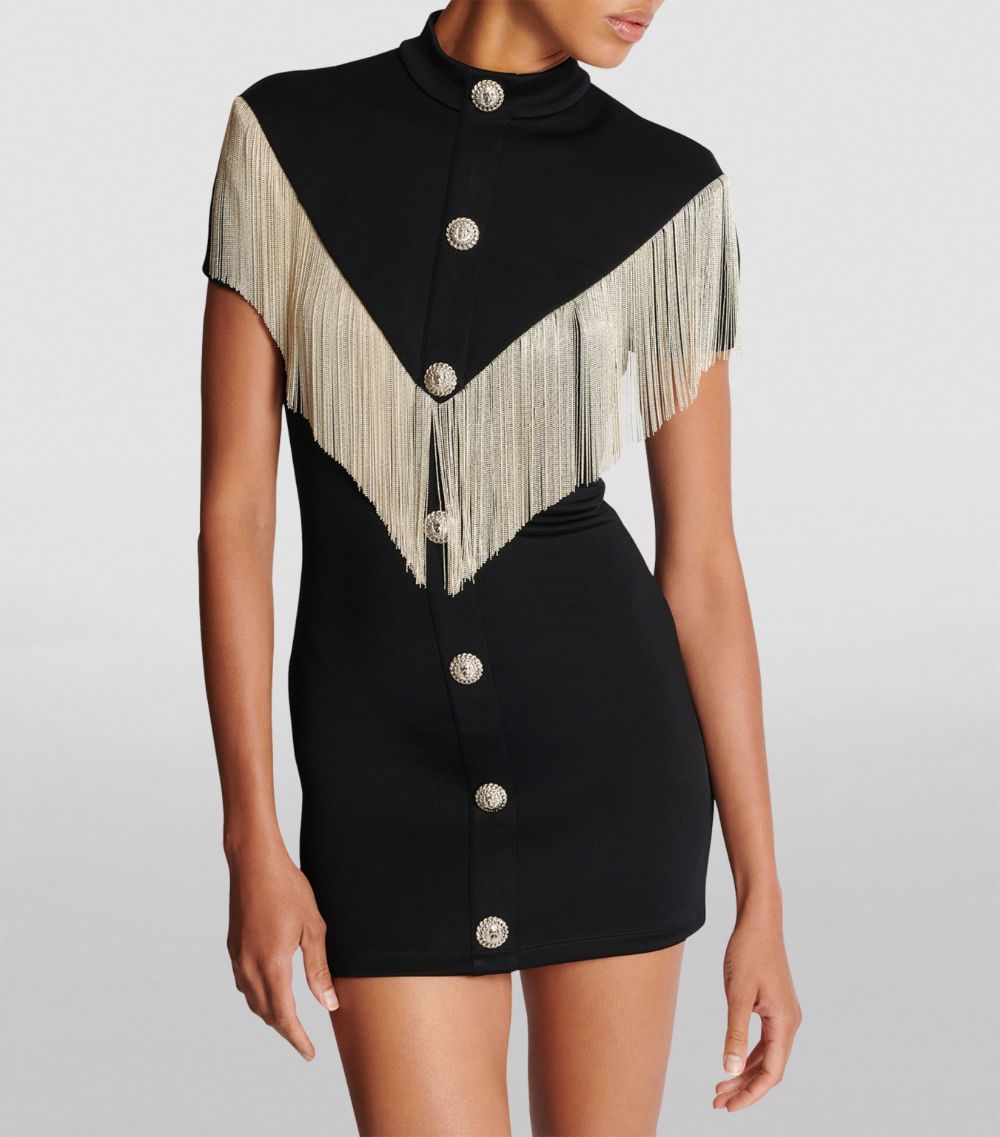 Fringe-Trim Mini Dress