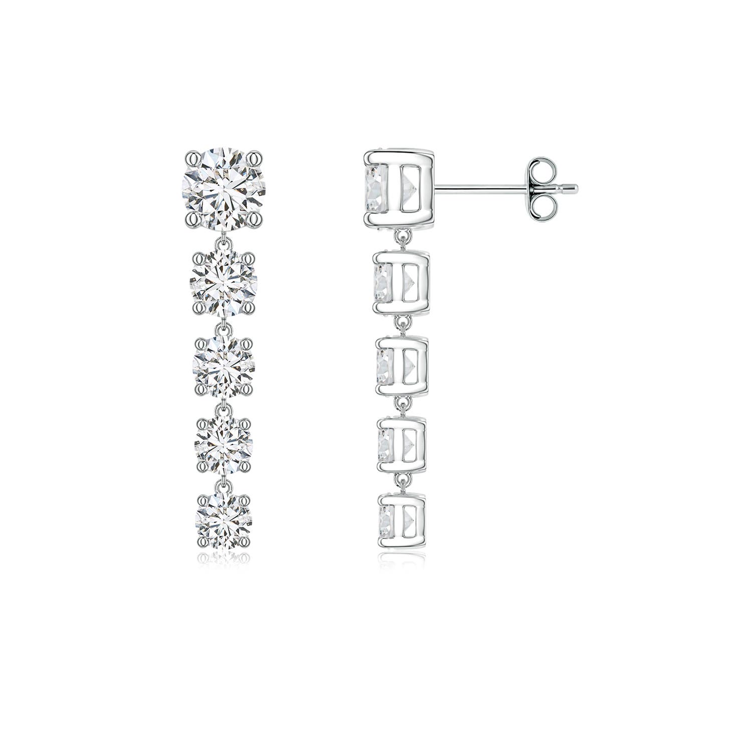 Angara 2.44 CTW Graduated Round Diamond Five-Stone Dangle Earrings in 14K White Gold