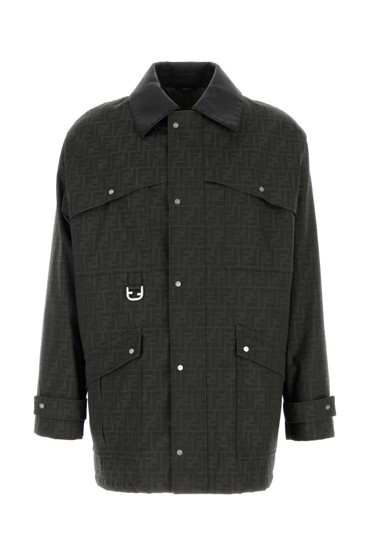 FF Monogram Canvas Coat — Brown