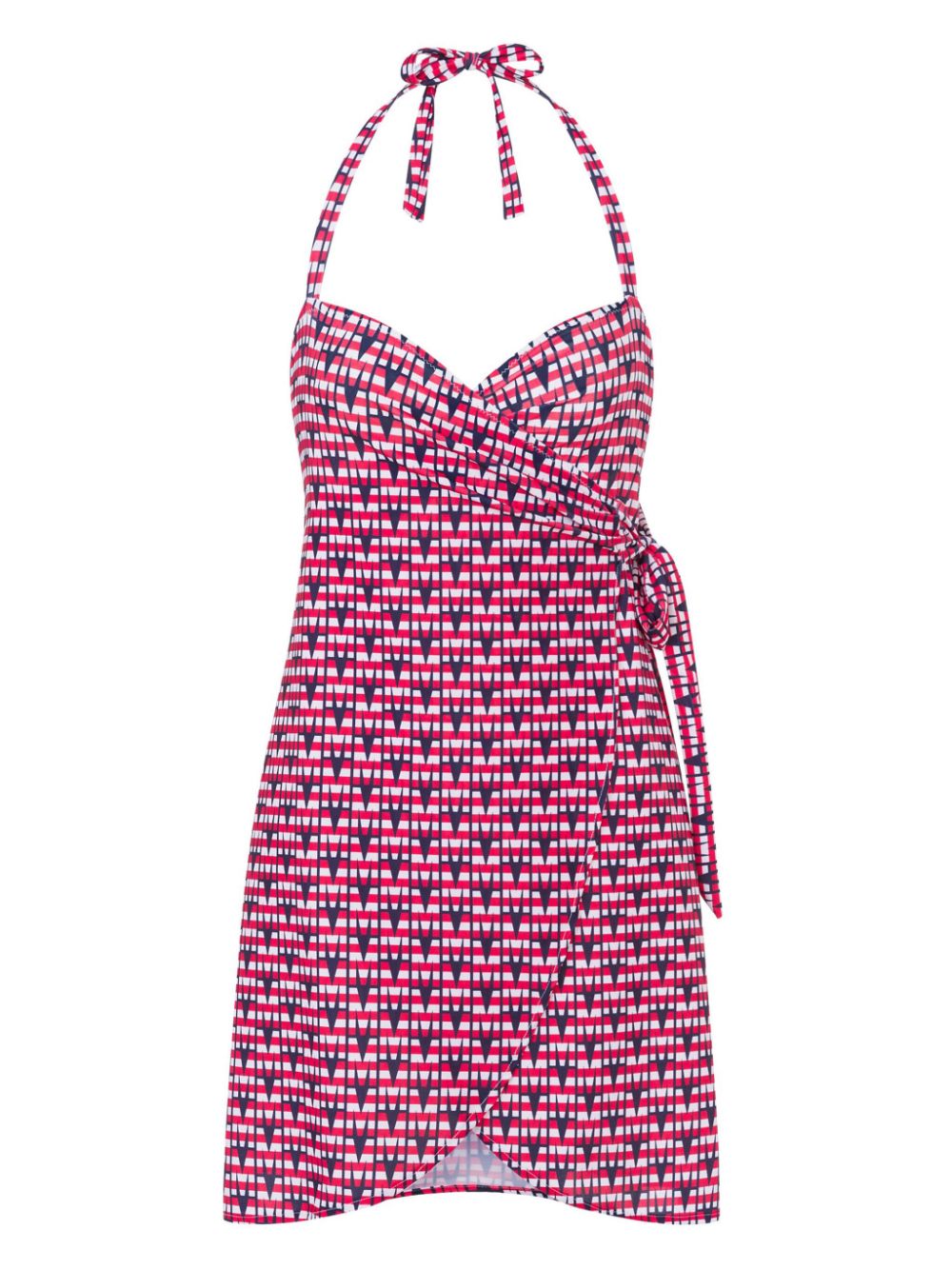 Logo-patch mini dress - Blue