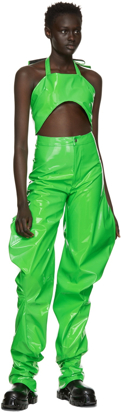 SSENSE Exclusive Green Swirly Oversized Slacks