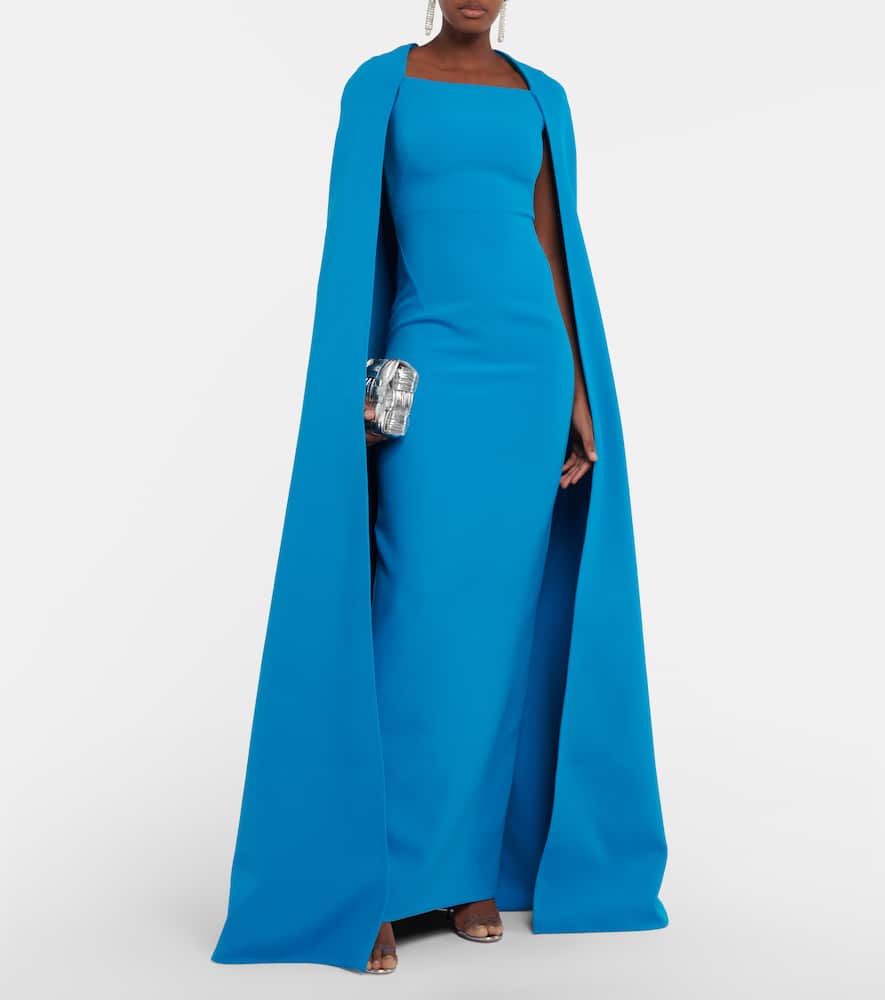 Cape crêpe maxi dress