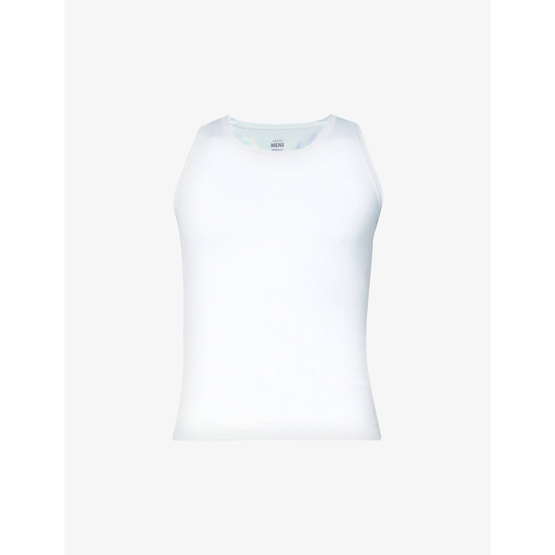 Mens White Ultra-Sculpt Seamless Stretch-jersey Tank top 