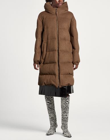 Woman Puffer Taupe Size XL Virgin Wool