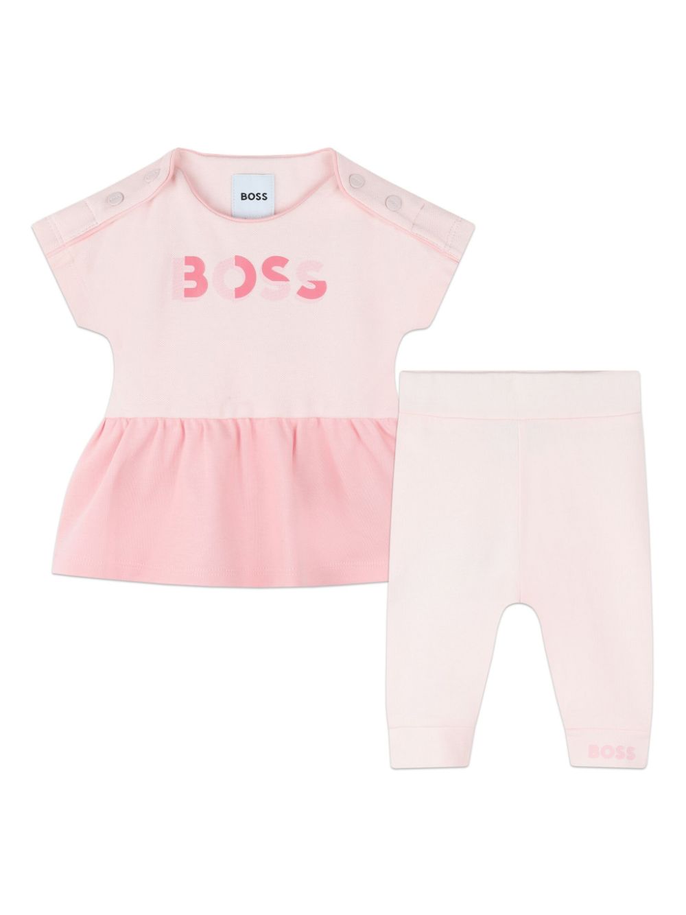 Logo-print piqué dress set - Pink