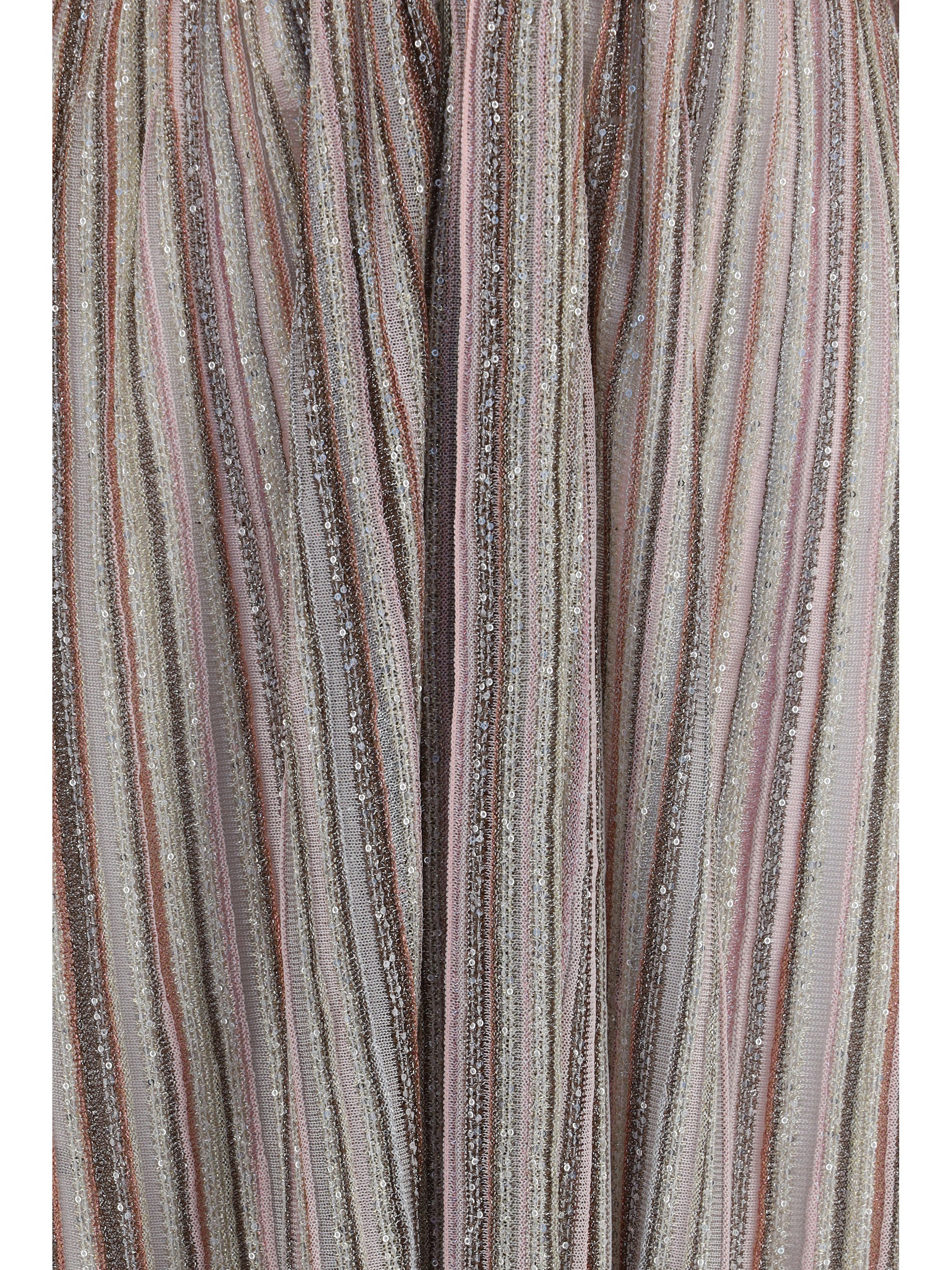 Sequin-Striped Viscose Dress — Pink