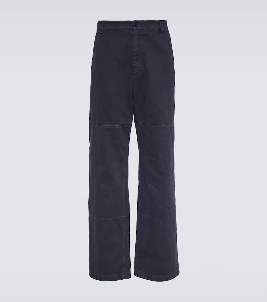 Mid-rise straight cotton pants