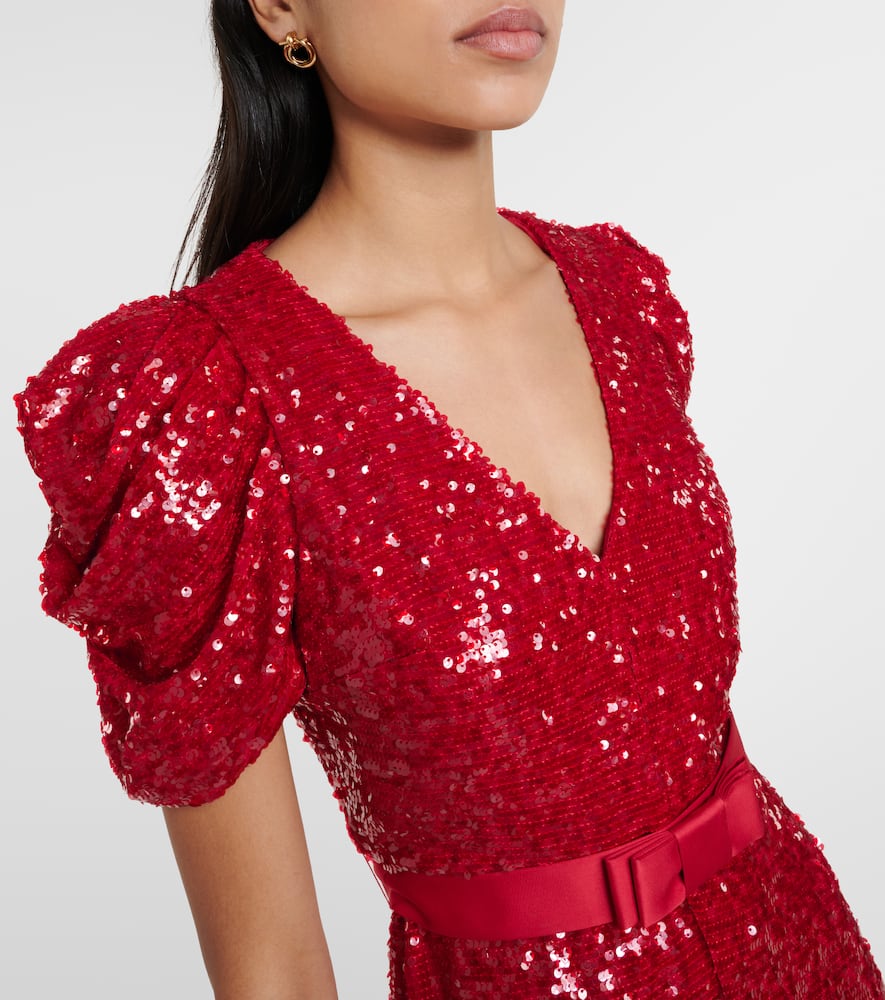 Asymmetric sequined minidress