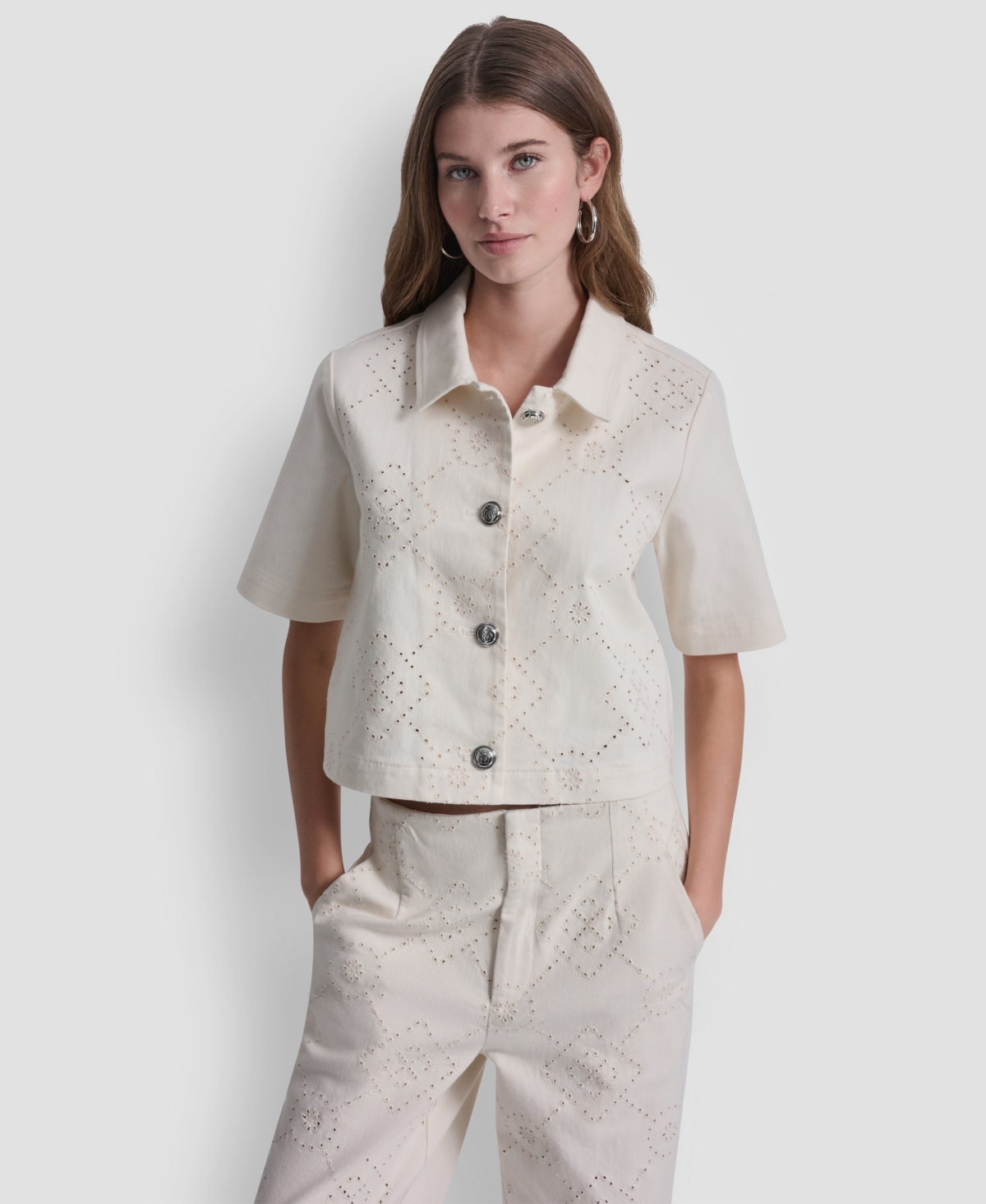 Women's Short-Sleeve Button Front Shirt - Eggnog