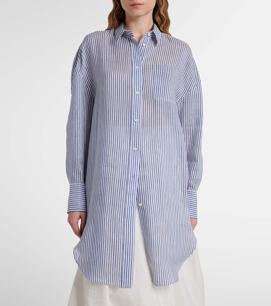 Monili striped linen and silk organza shirt