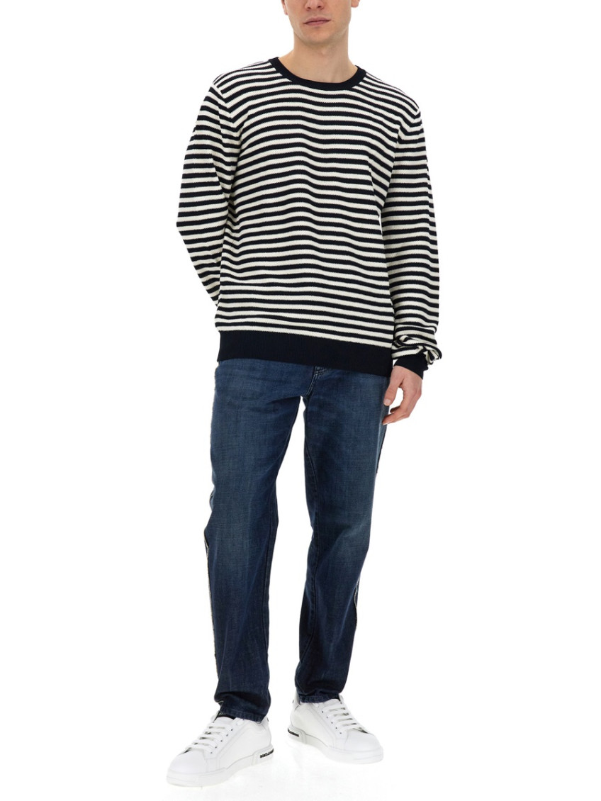 Dolce&Gabbana - striped pattern crew neck sweater