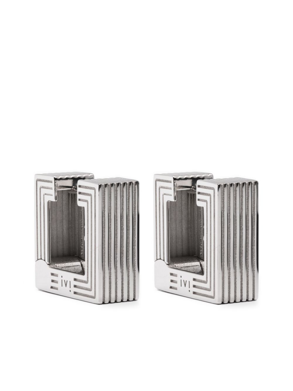 Debossed-detail square earrings - Gold