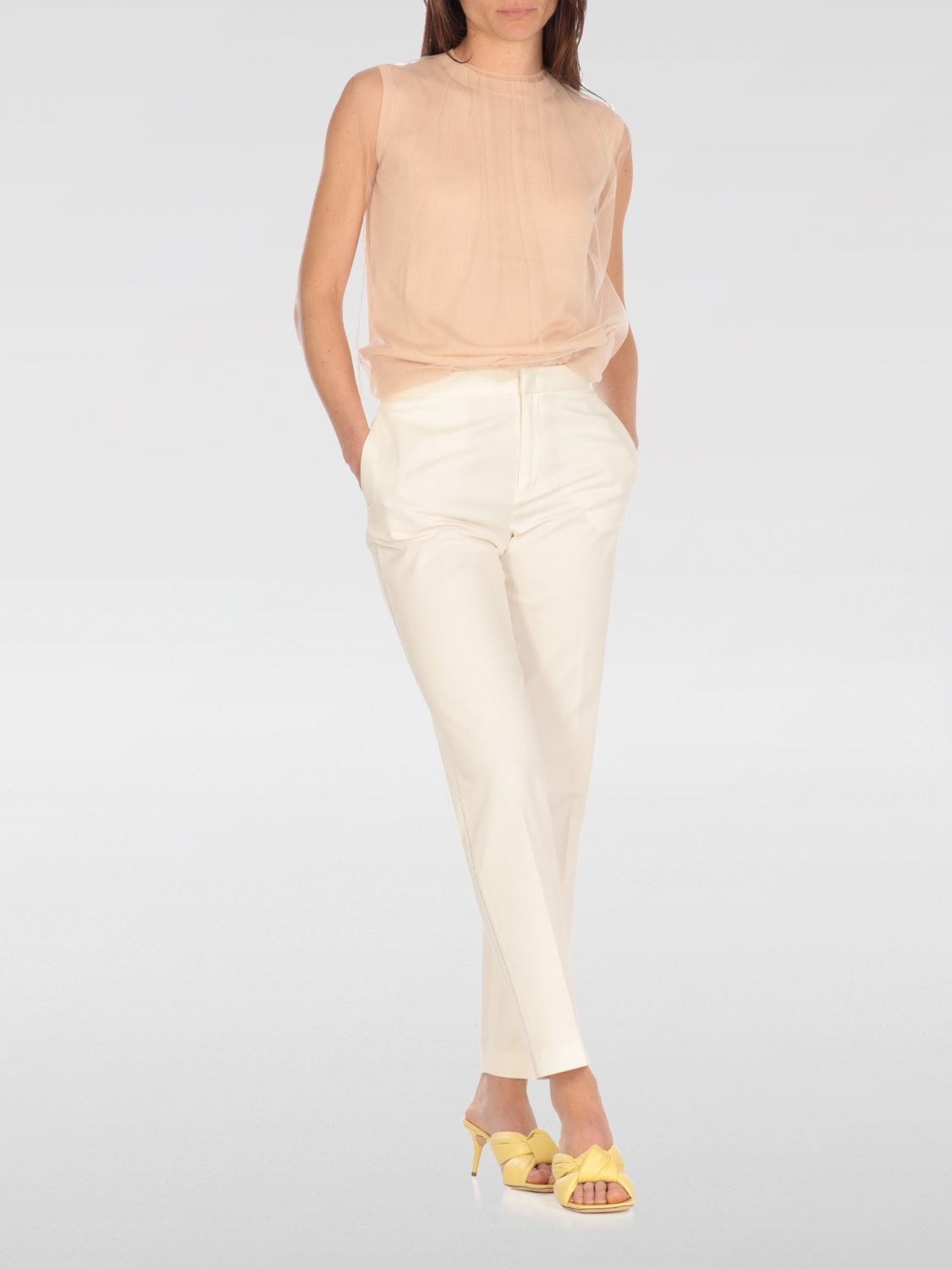 Tulle-layered top - Pink