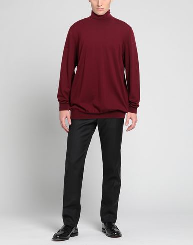 Man Turtleneck Burgundy Size XXL Merino Wool