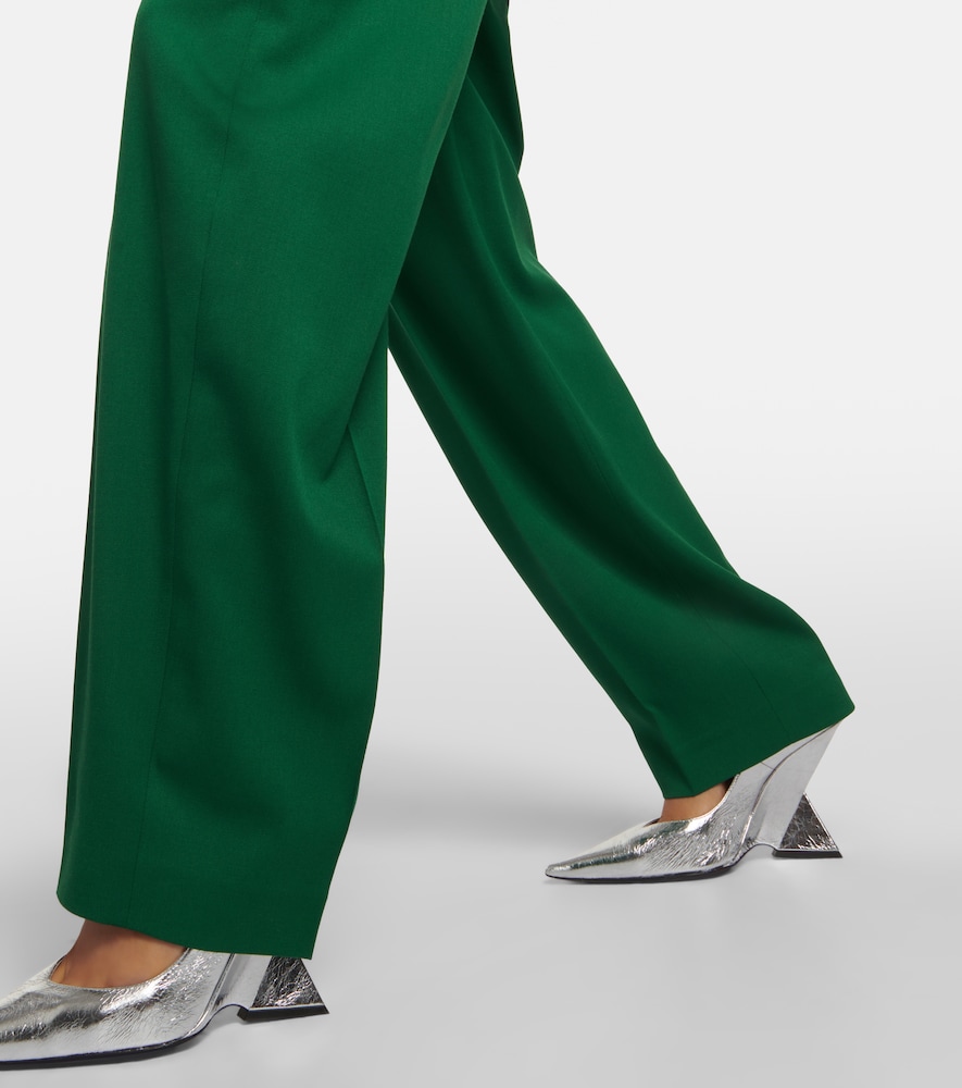 Wide-leg wool-blend pants