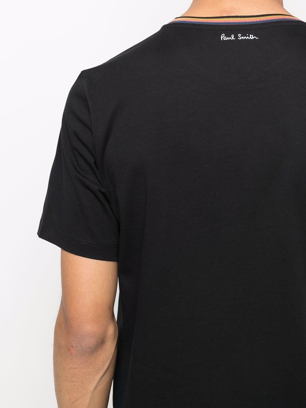 Stripe-trim organic cotton T-shirt