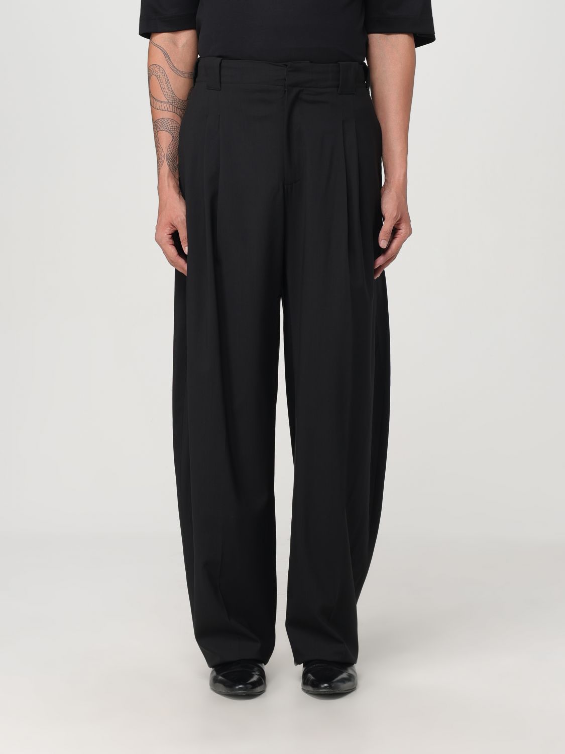 Pleated wide-leg trousers - Black