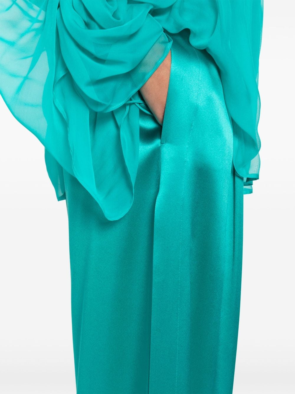 Max Mara Pianoforte Satin Wide Leg Silk Trousers