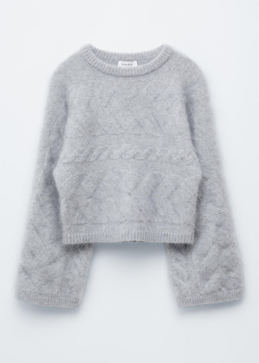 Mohair-Blend Cable-Knit Jumper -Gray XS