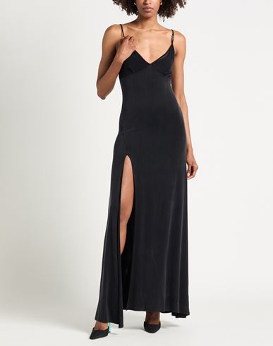 Woman Maxi dress Black Size 8 Cupro, Elastane, Polyamide