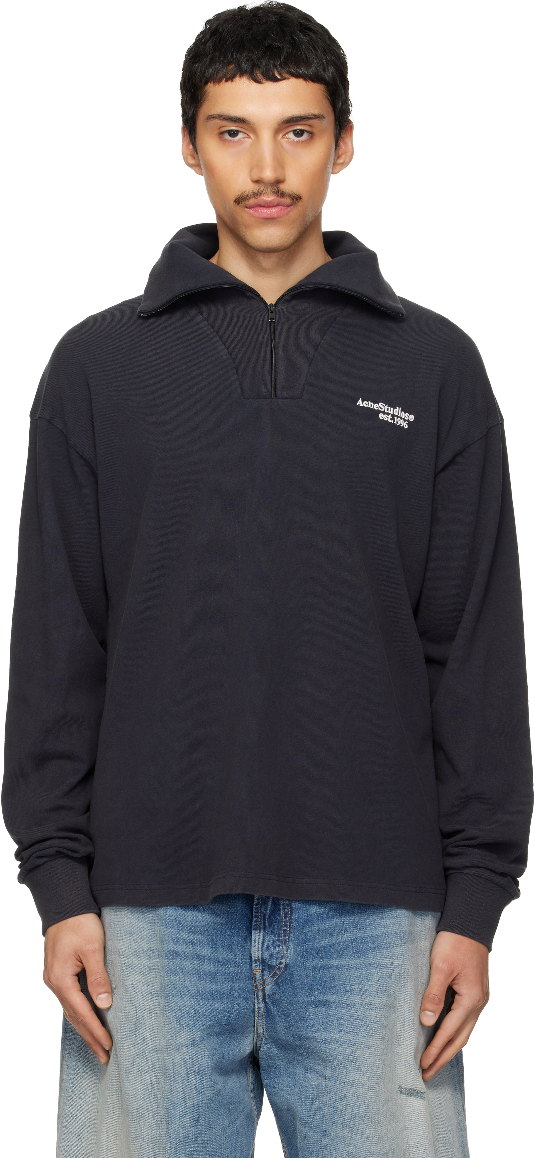 Black Half-Zip Logo Track Jacket