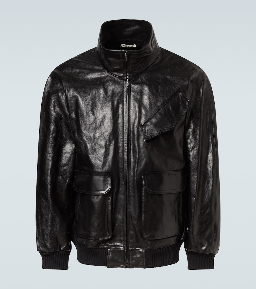 Leather bomber jacket
