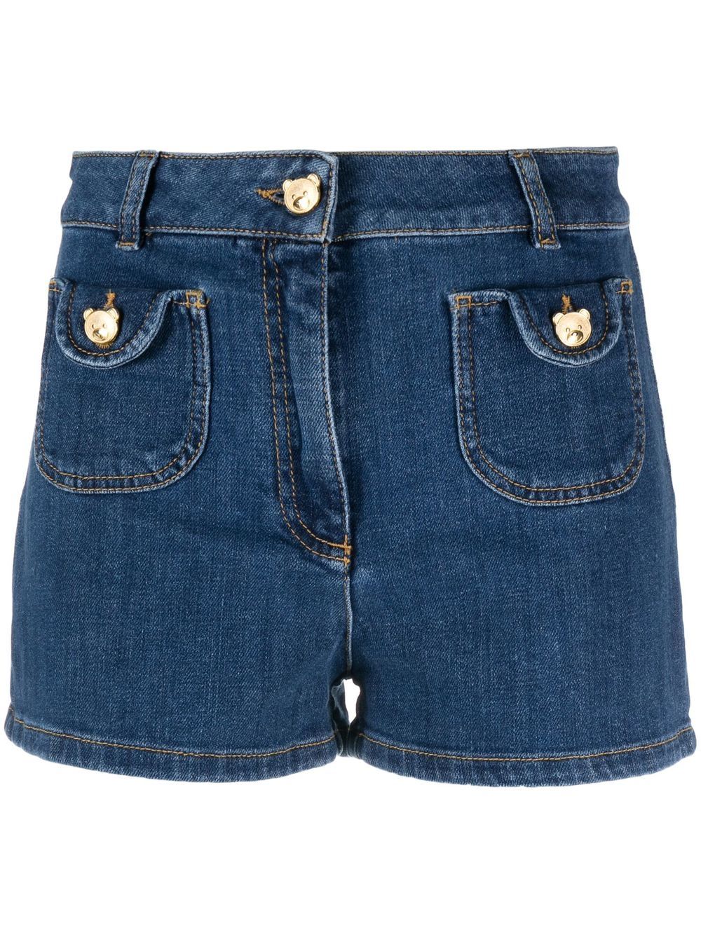 Bear button denim shorts - Blue