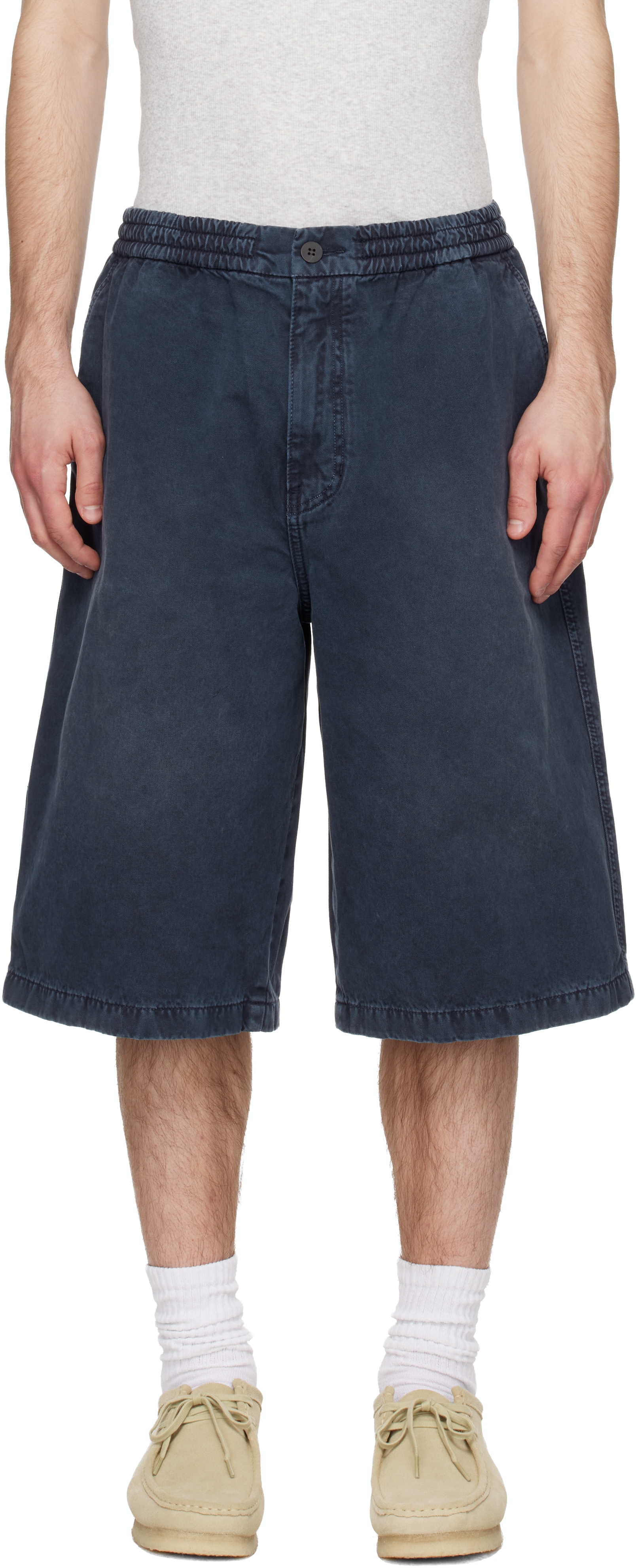 Gray Faded Denim Shorts