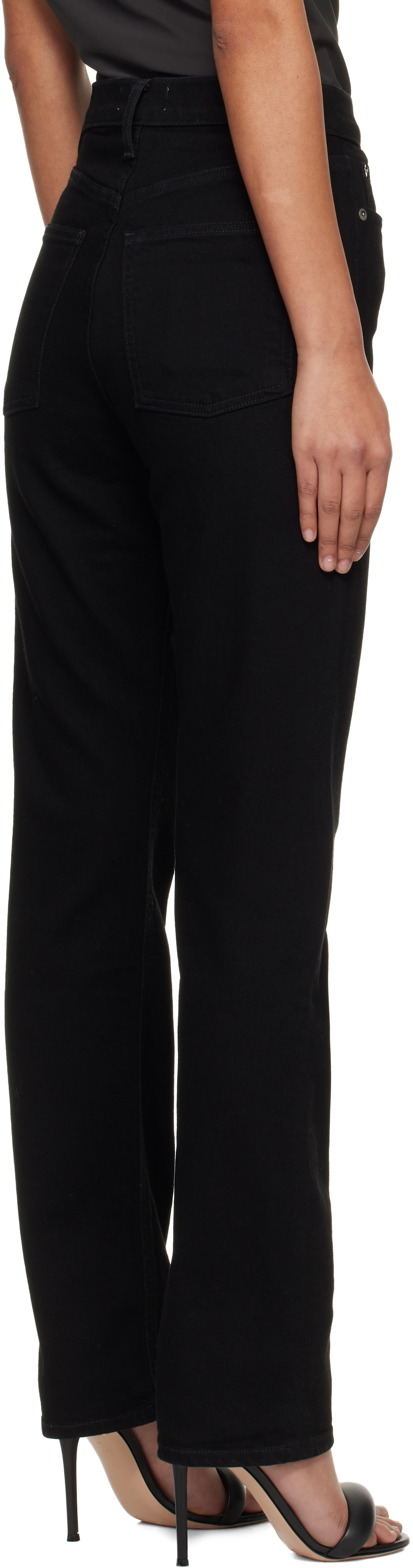 Black 90's Pinch Waist High Rise Straight Long Jeans