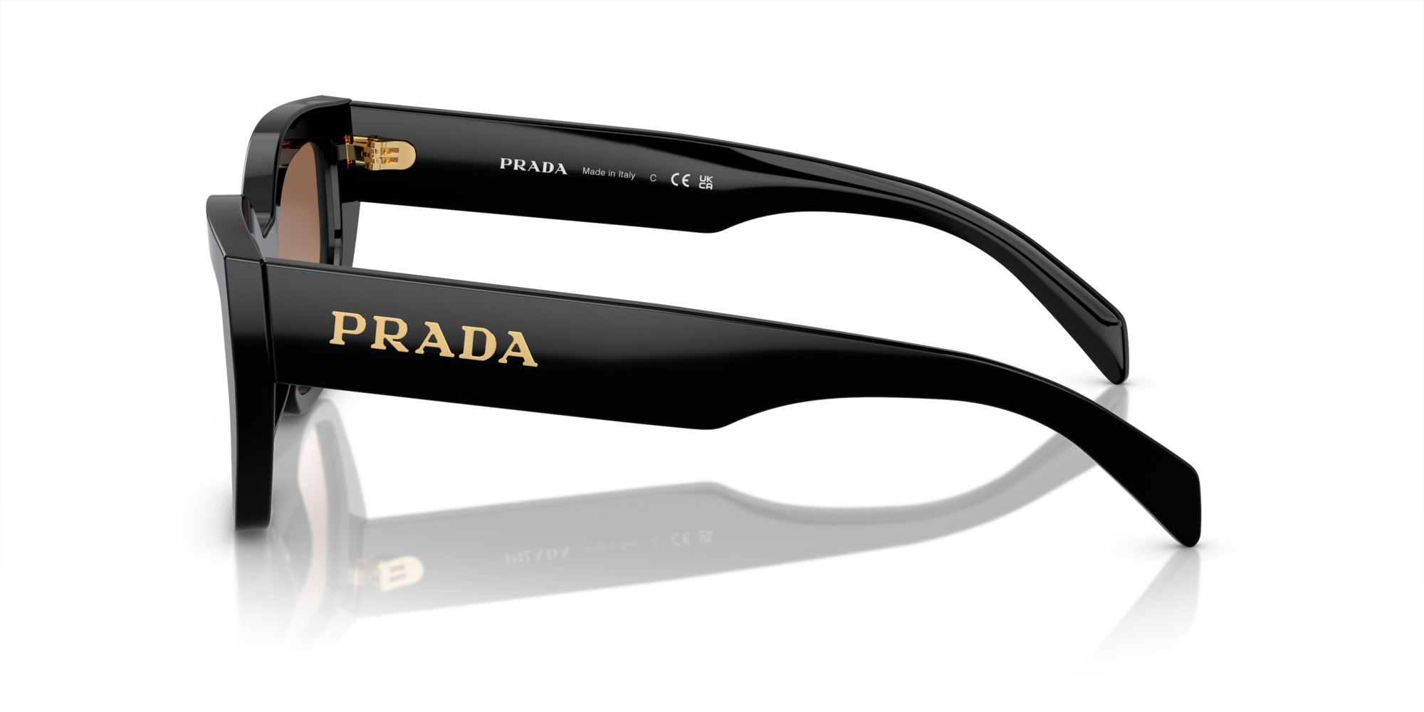 Prada Woman Prada PR A09S 1AB0A6 Sunglasses Acetate Black Brown Butterfly Normal Shaded