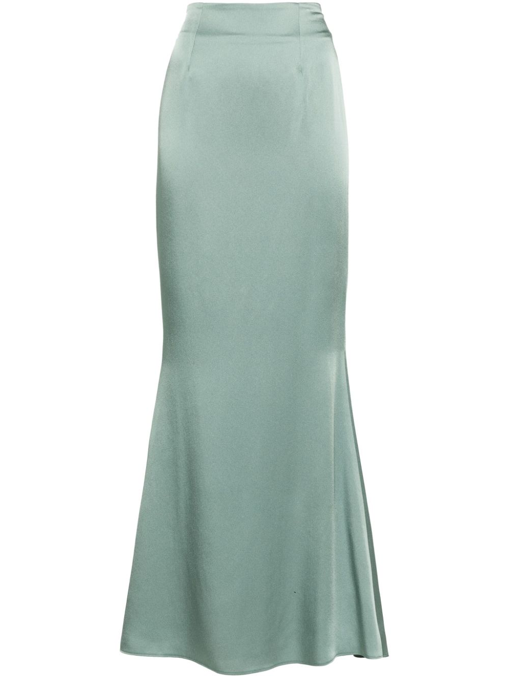 Satin godet maxi skirt - Green