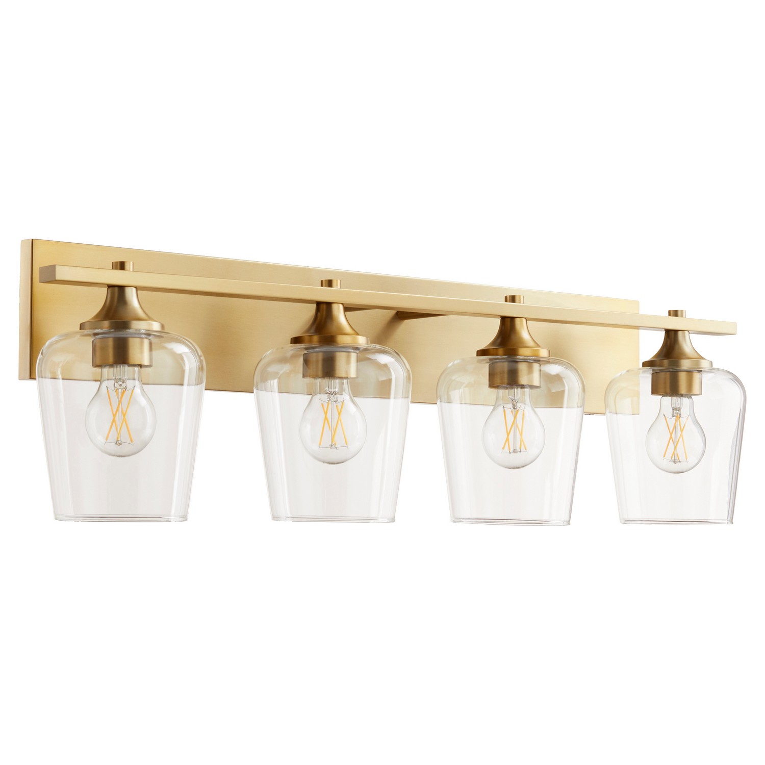 Aged Brass Four Light Vanity from the Veno Collection