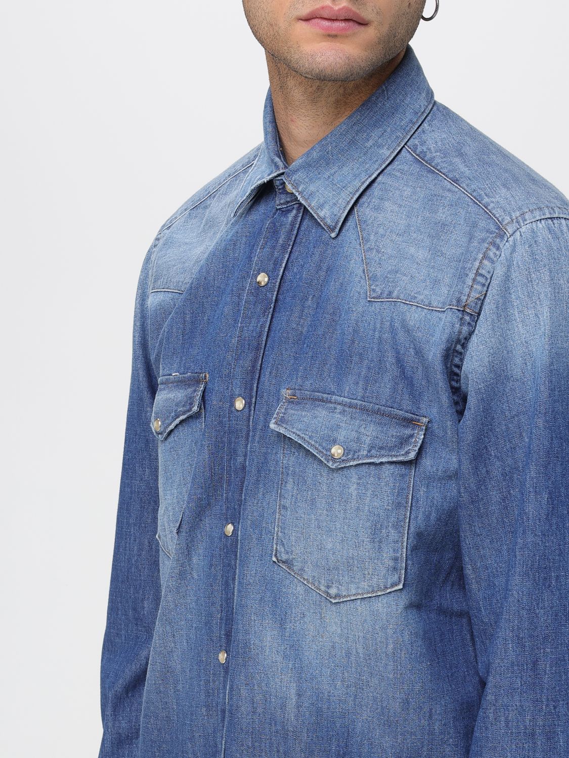 Washed-denim shirt - Blue
