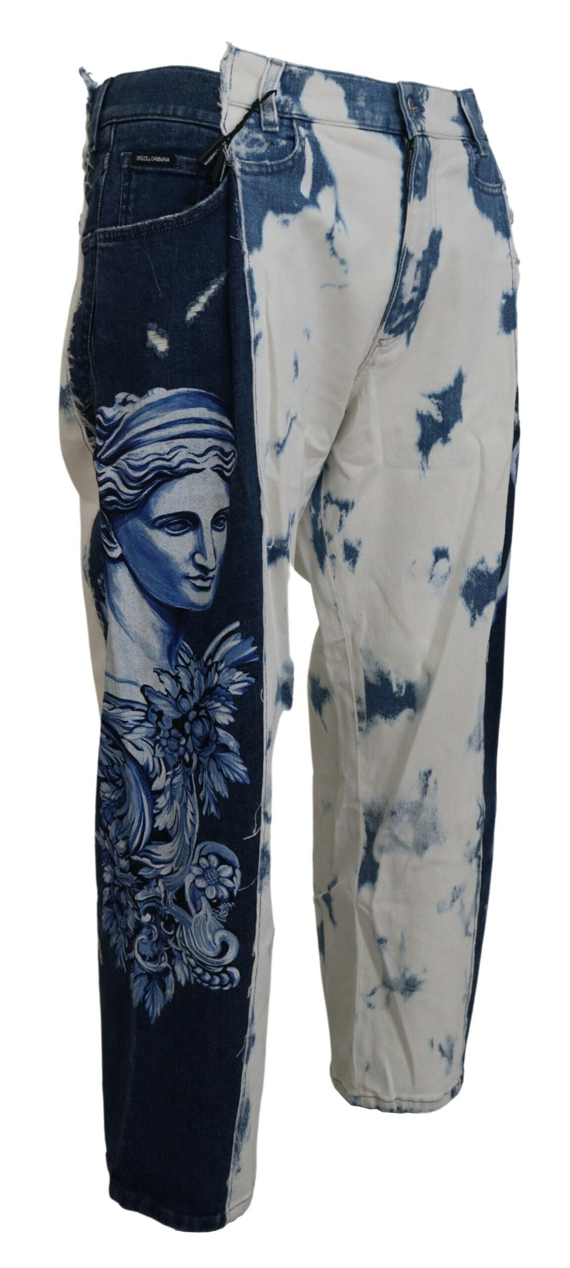 Caesar Graphic Acid-Wash Denim Jeans — Blue