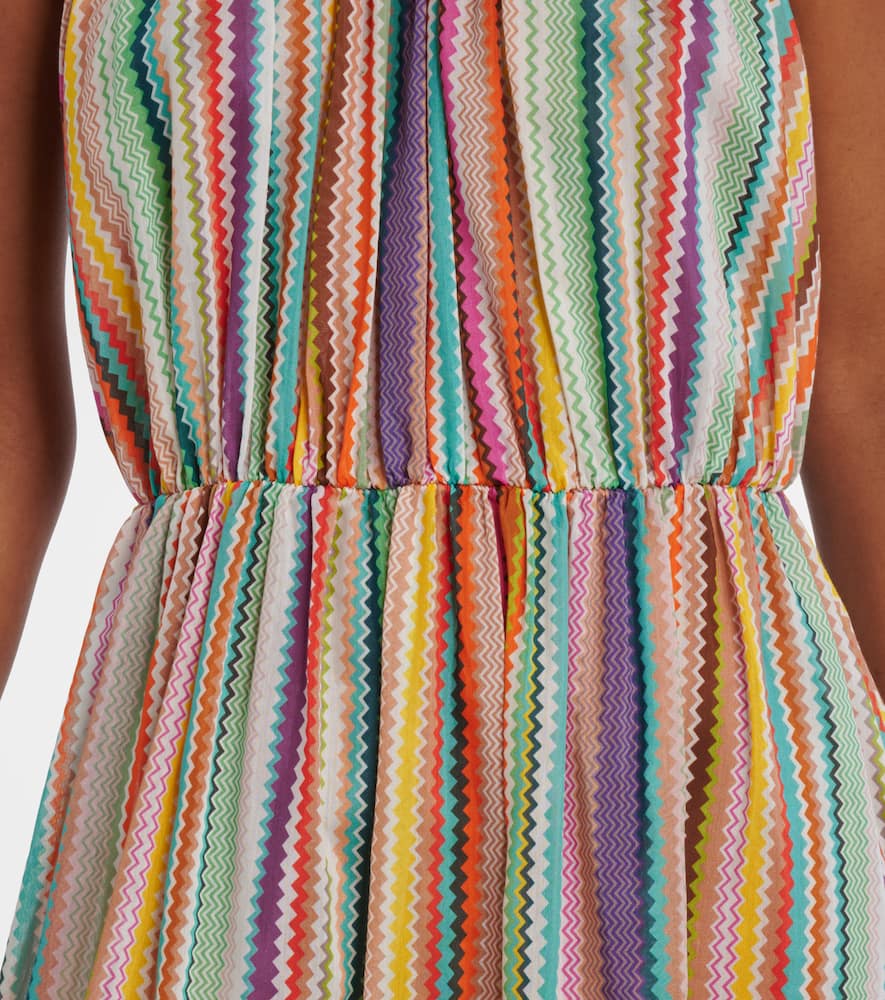 Zigzag cotton and silk maxi dress