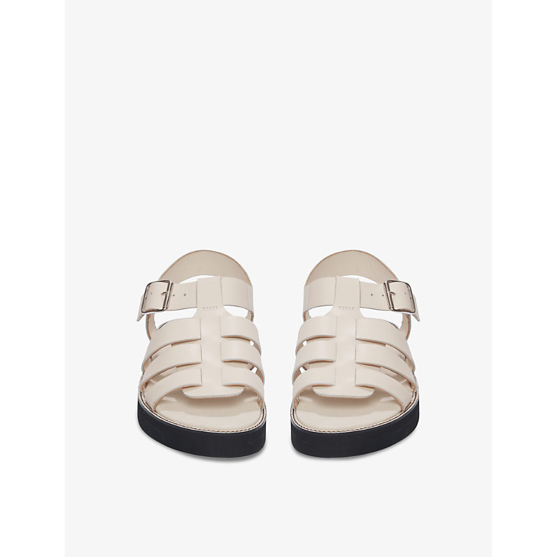 Womens Porcelain-strap Flatform Leather Sandals