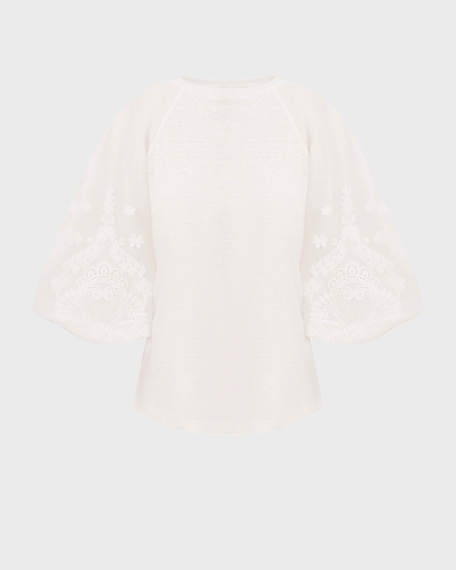Zimmermann Tee Lace Trim Lantern Sleeve Ivory