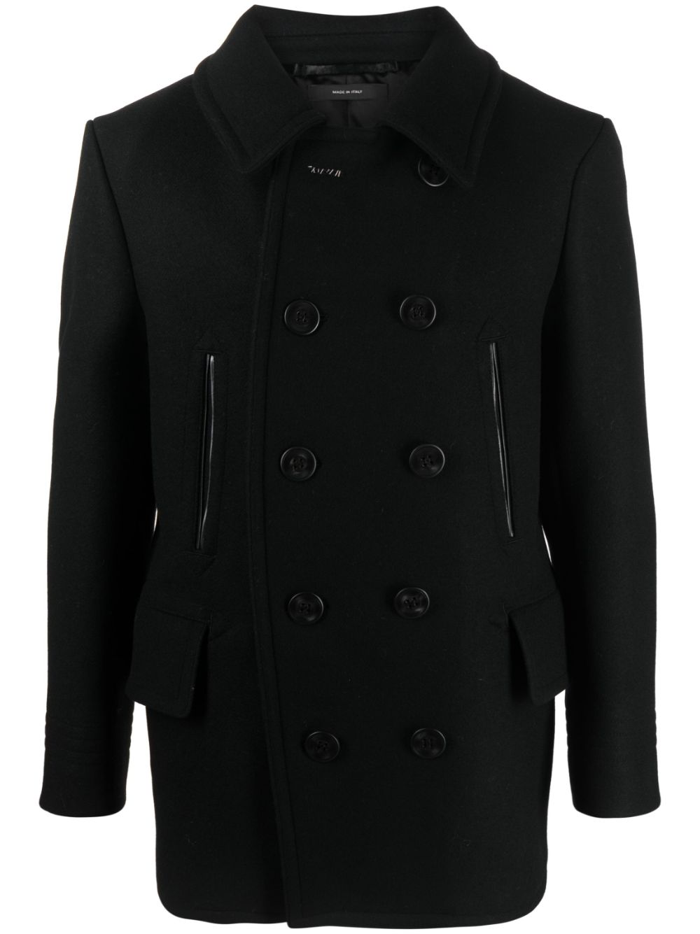 Melton-wool blend peacoat - Black