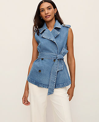 Ann Taylor Belted Denim Vest