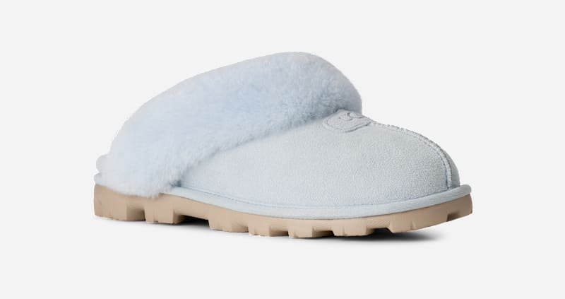 ® Women's Coquette Durable Sheepskin Slipper in Sky Blue