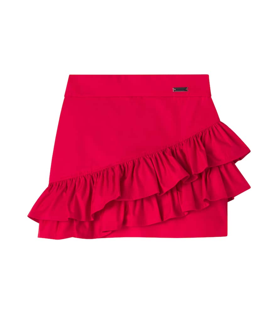Ruffled cotton-blend skirt
