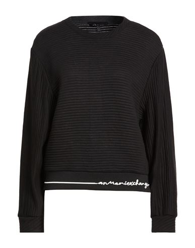 Woman Sweatshirt Black Size L Polyester, Cotton