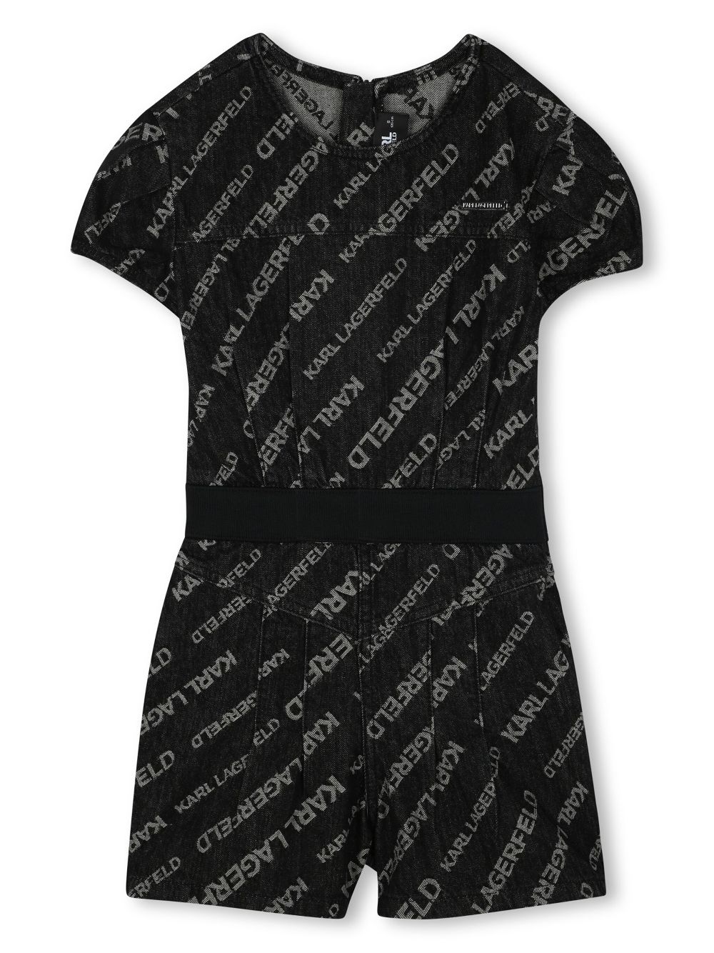 Logo-jacquard denim playsuit - Grey