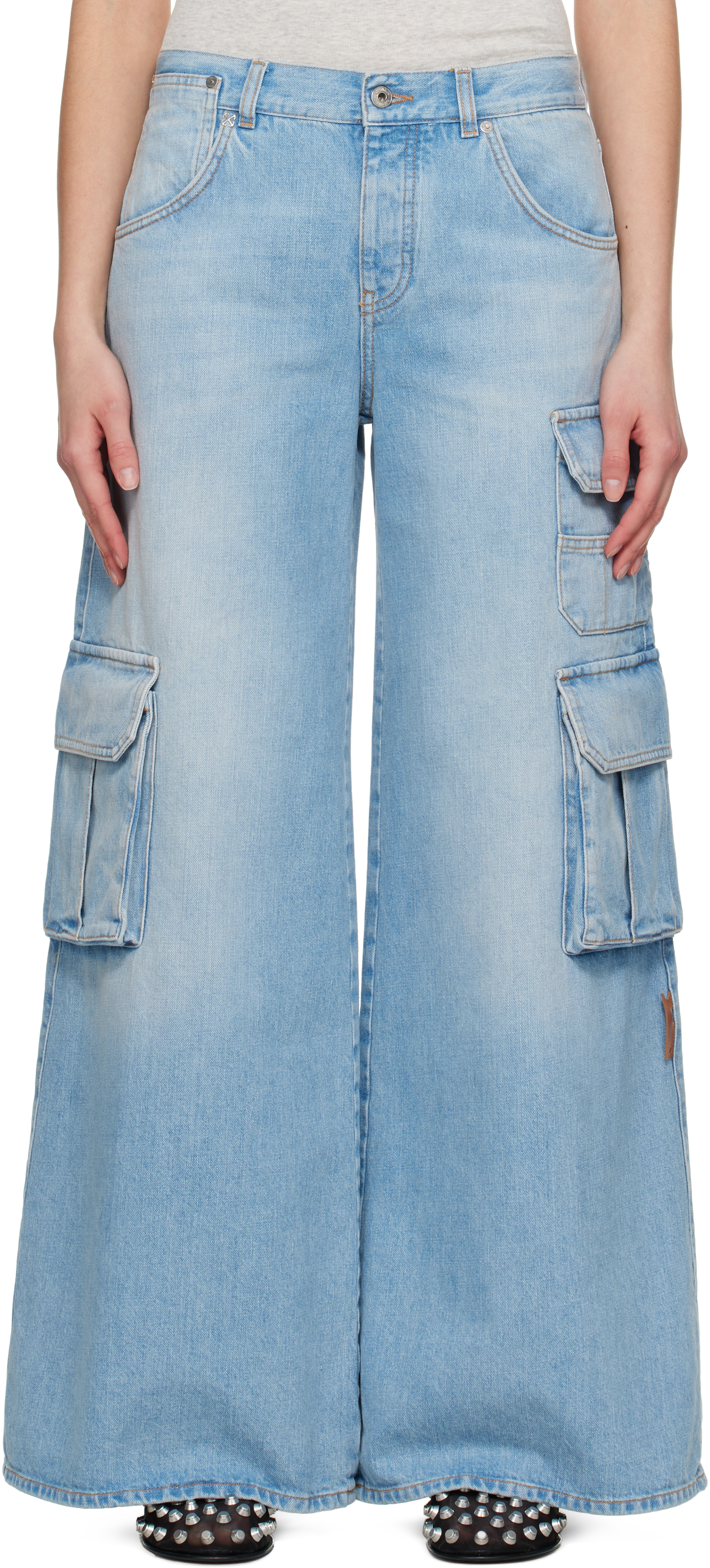 Off-White Blue Wide-Leg Denim Jeans