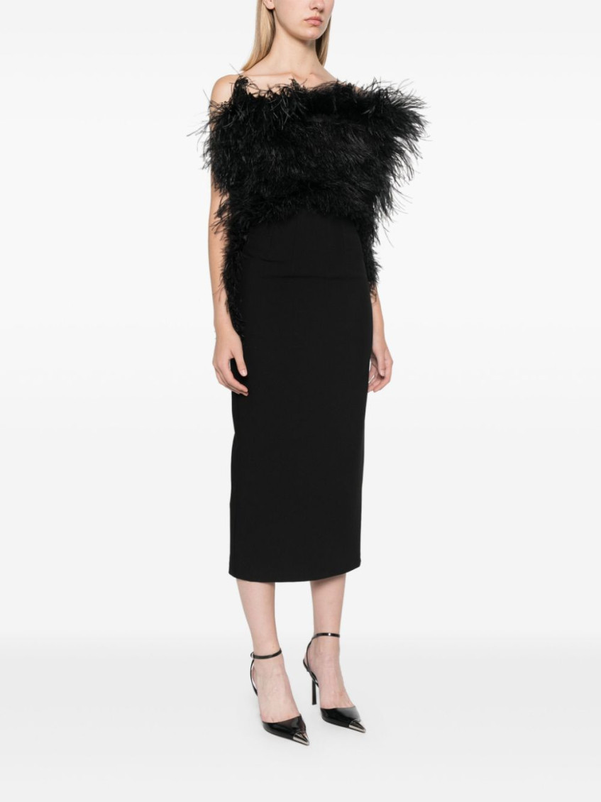 Feathered Midi Dress